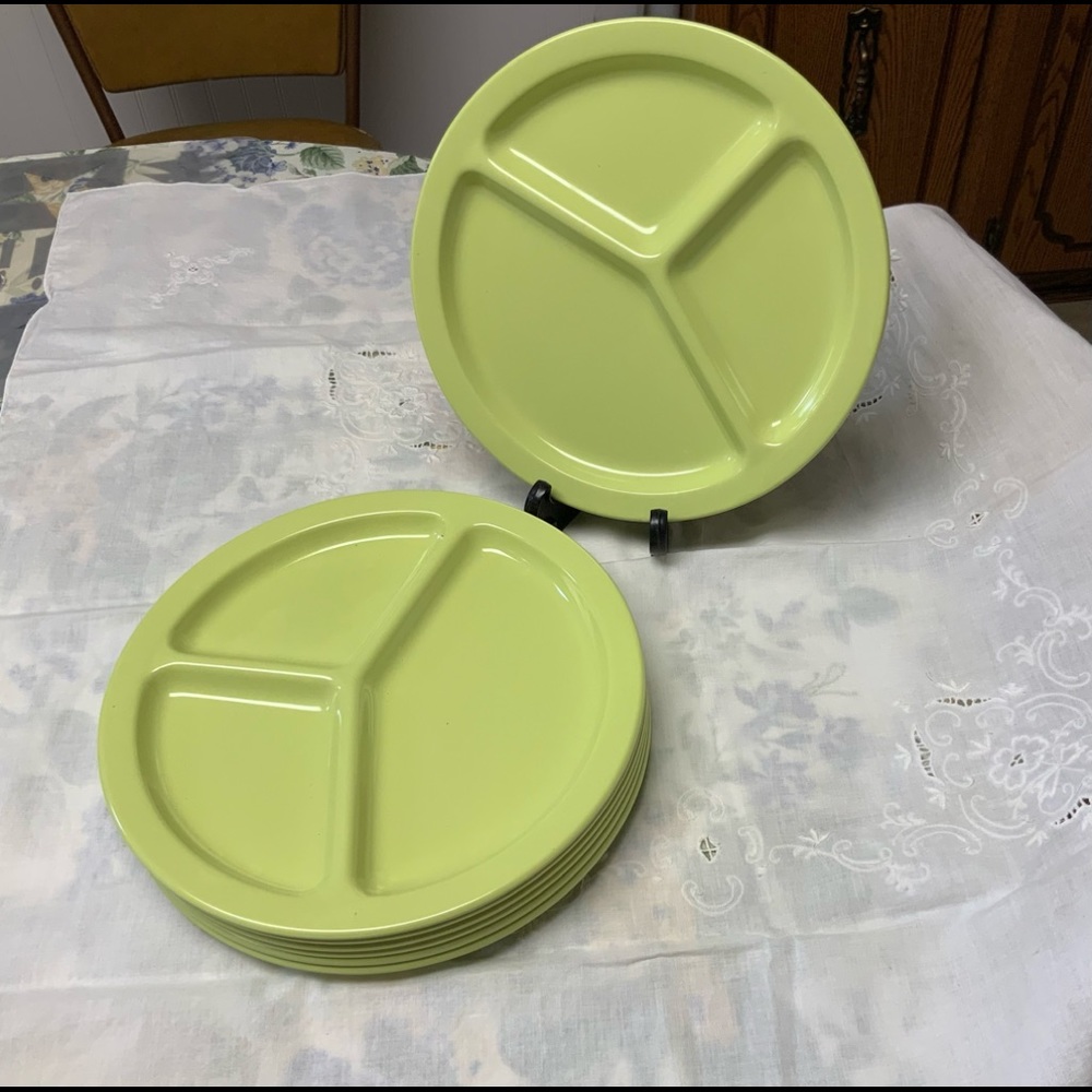 vintage 1970's Melamine divided plates by David Paul® 7 plates